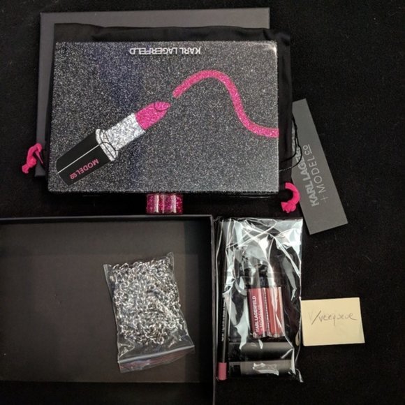 New in Box Karl Lagerfeld x ModelCo Minaudière Bag + Lip Kit - Picture 3 of 7